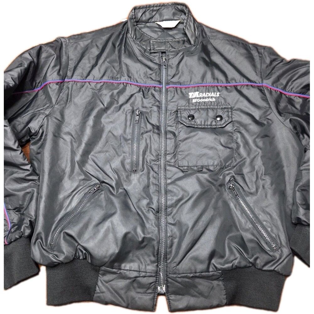 Vintage BF Goodrich TA Radials Nylon Racing Bomber Jacket Large L Made in USA
